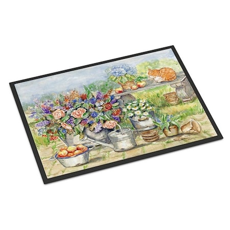 Jensendistributionservices Patio Bouquet & Cat Indoor or Outdoor Mat, 18 x 27 in. MI2557860